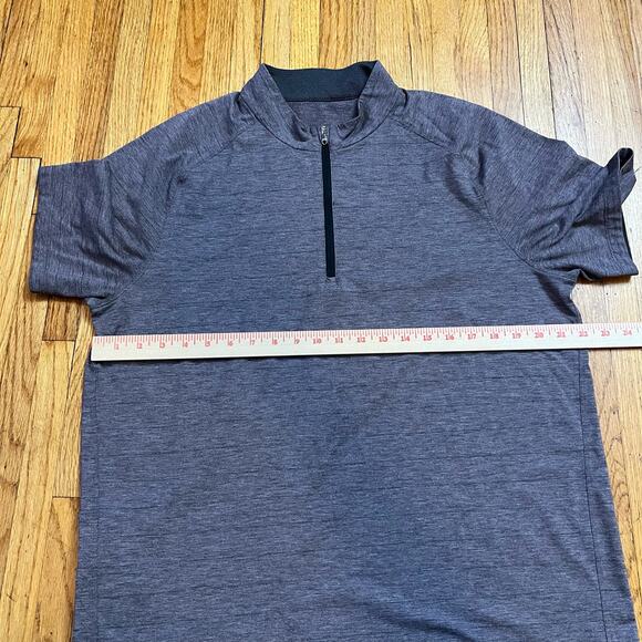 Lululemon Shirt Mens Large ? Switchback 1/4 Zip Purple Striped Short Sleeve - Picture 6 of 7